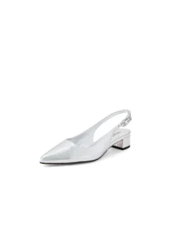 CLEMME Textured Silver Slingback Pumps