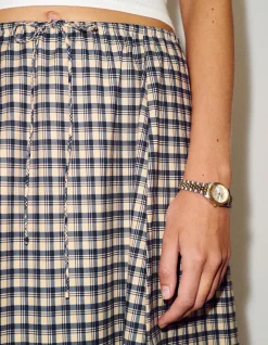 CLEO CHECKERED MIDI SKIRT