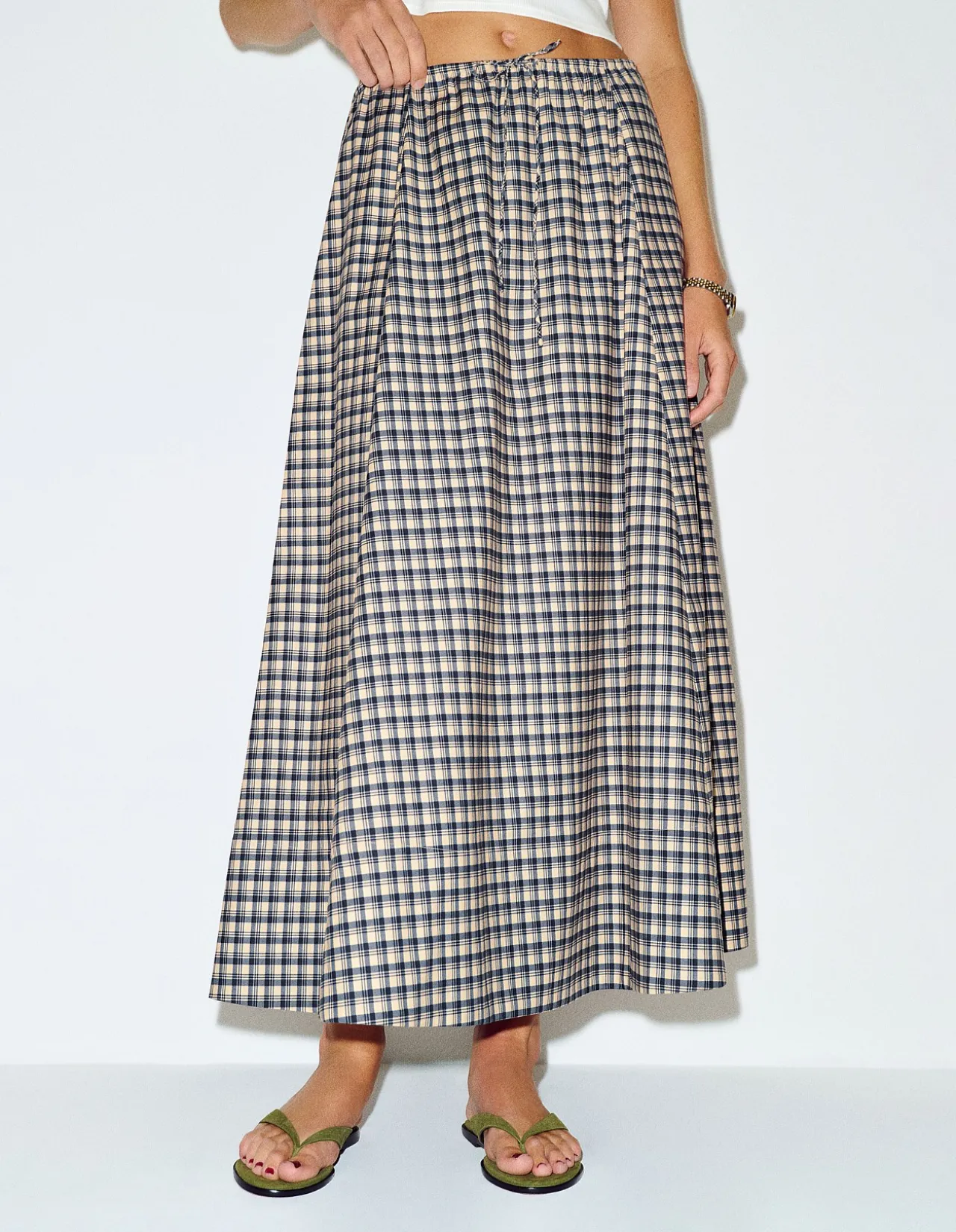 CLEO CHECKERED MIDI SKIRT