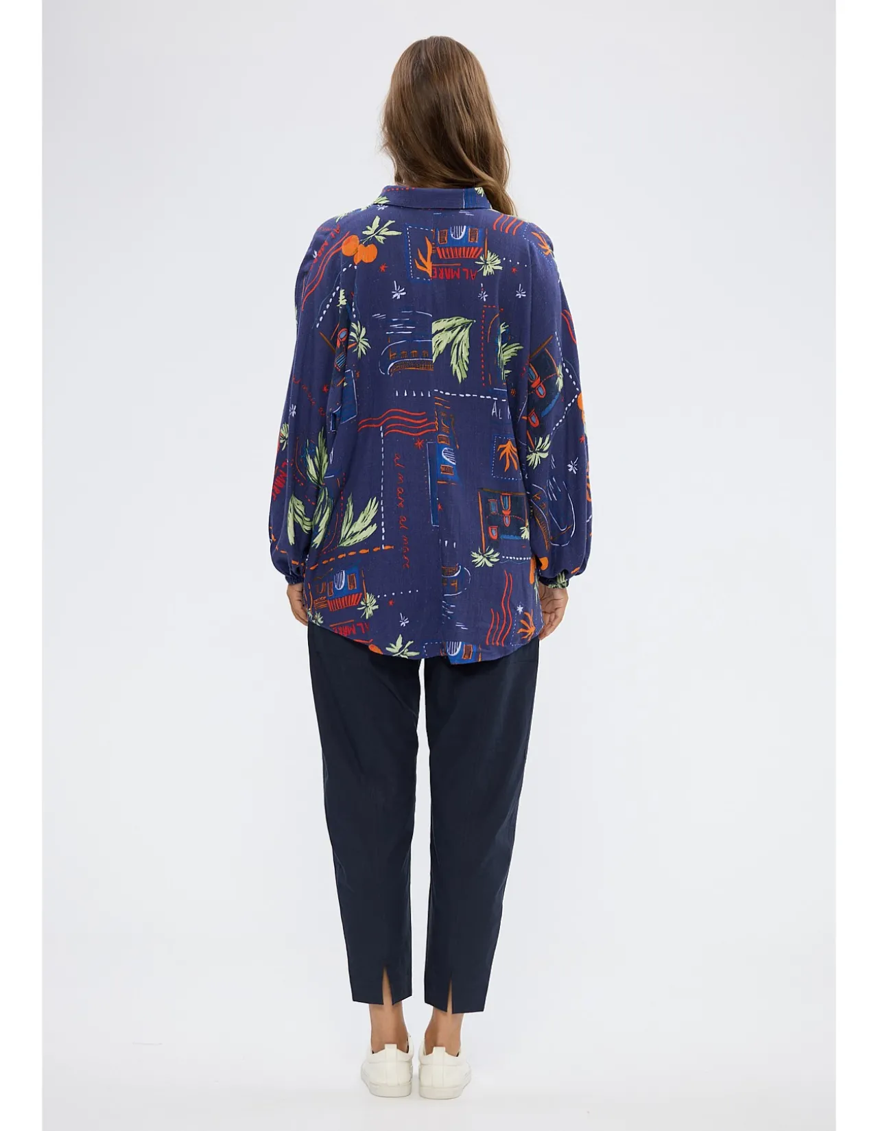 Cliffside Oversized Jungle Print Long Sleeve Shirt