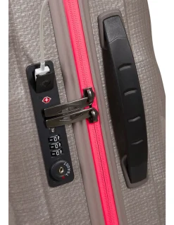 C-Lite Expandable Suitcase 55cm Pearl/Fuchsia