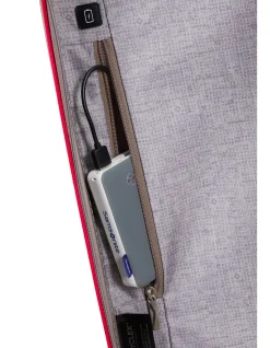 C-Lite Expandable Suitcase 55cm Pearl/Fuchsia