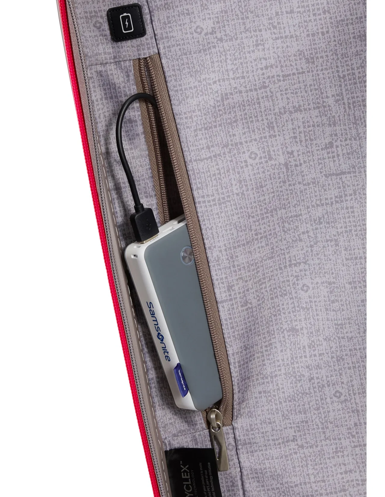 C-Lite Expandable Suitcase 55cm Pearl/Fuchsia