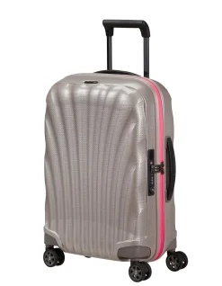 C-Lite Expandable Suitcase 55cm Pearl/Fuchsia