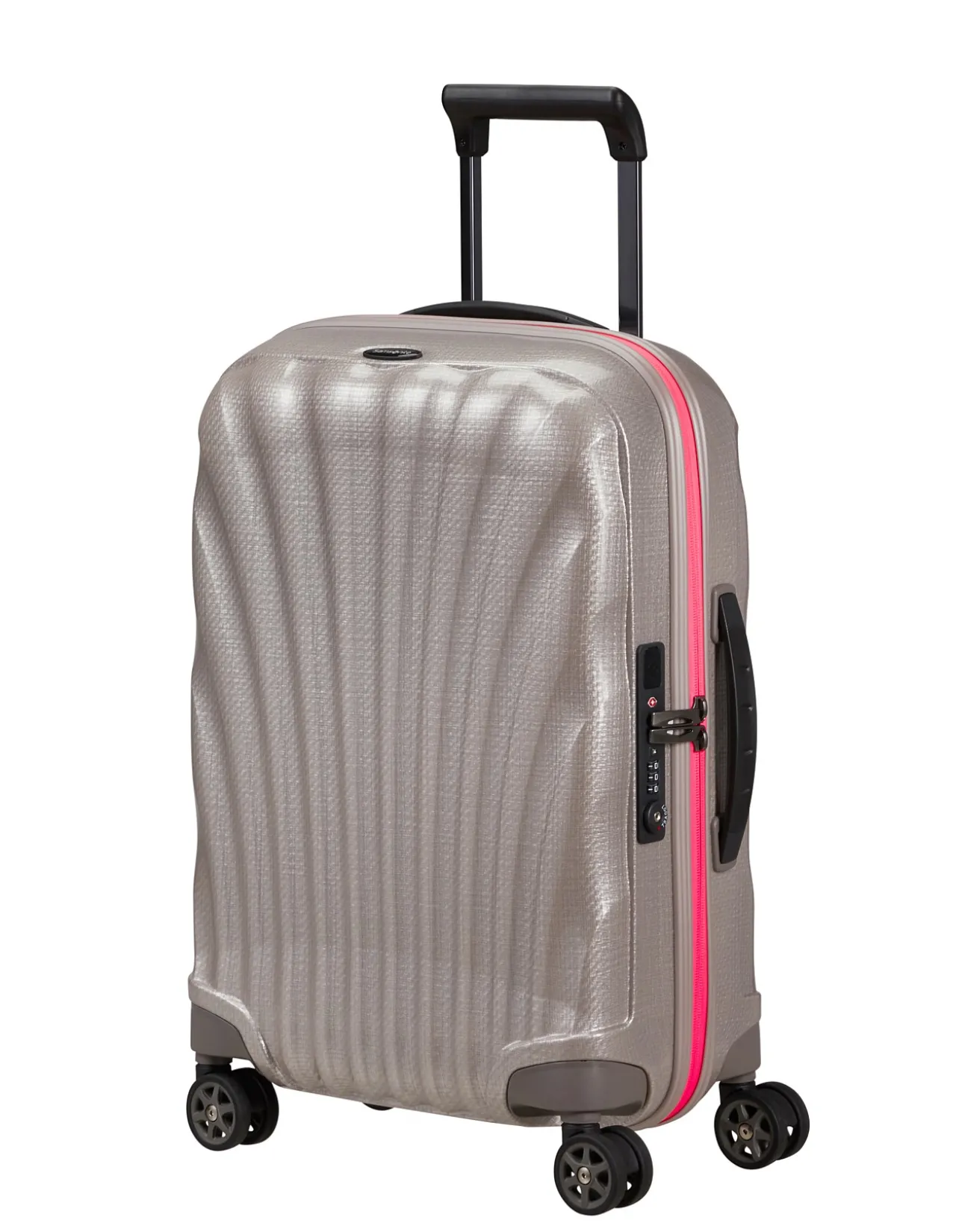 C-Lite Expandable Suitcase 55cm Pearl/Fuchsia