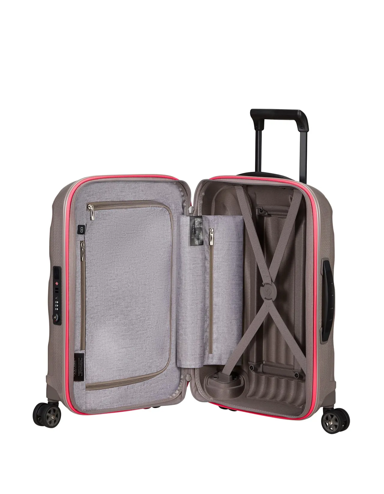 C-Lite Expandable Suitcase 55cm Pearl/Fuchsia