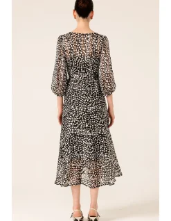 CLOUDLAND WRAP DRESS IN BLACK WHITE SPOT