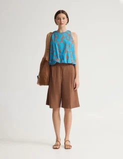 CLOVER PRINTED COTTON SHELL TOP