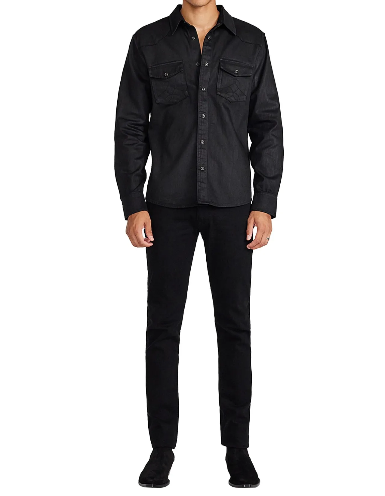 COATED DENIM WESTERN SHIRT