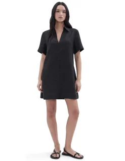 COLLARED LINEN DRESS