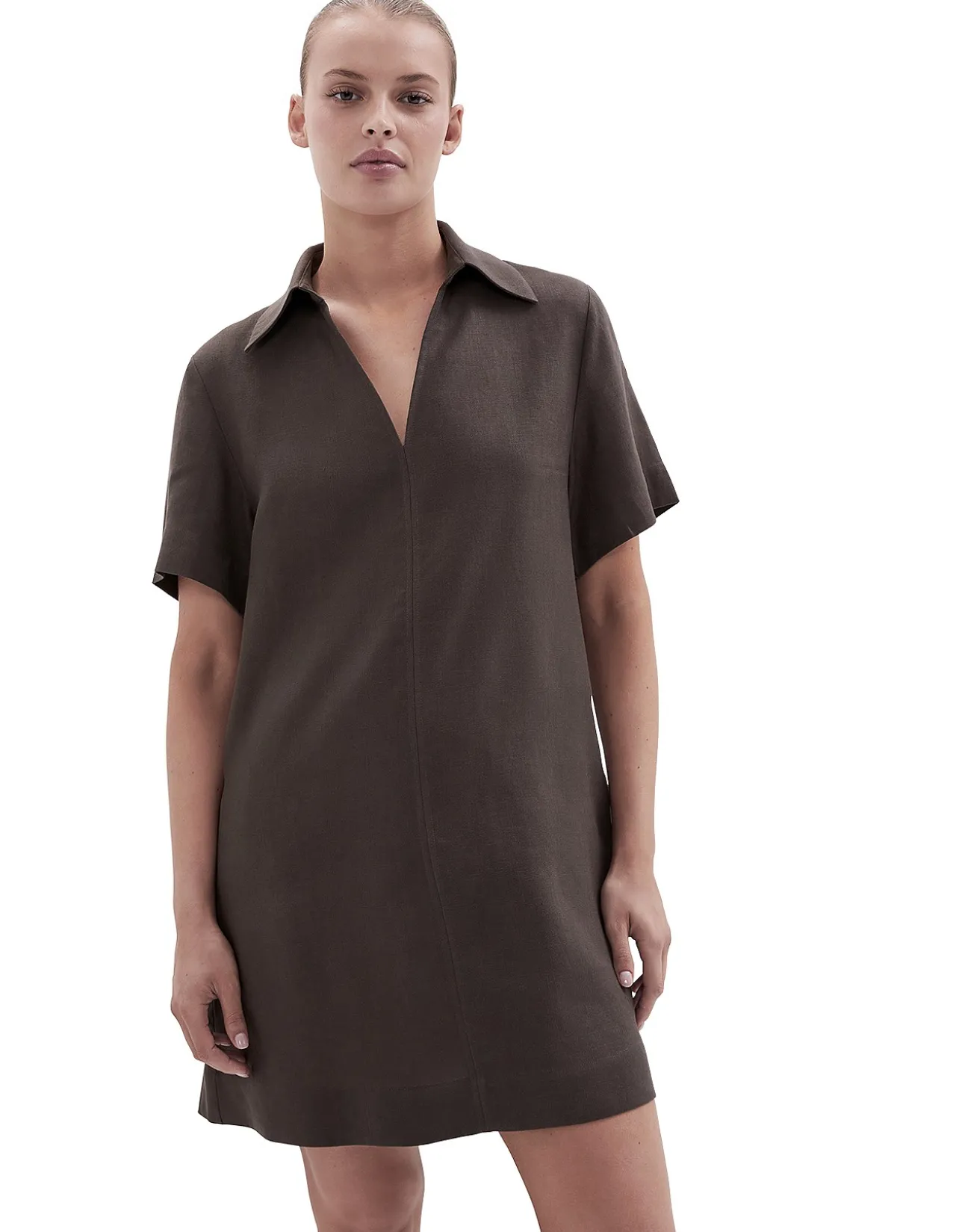 COLLARED LINEN DRESS