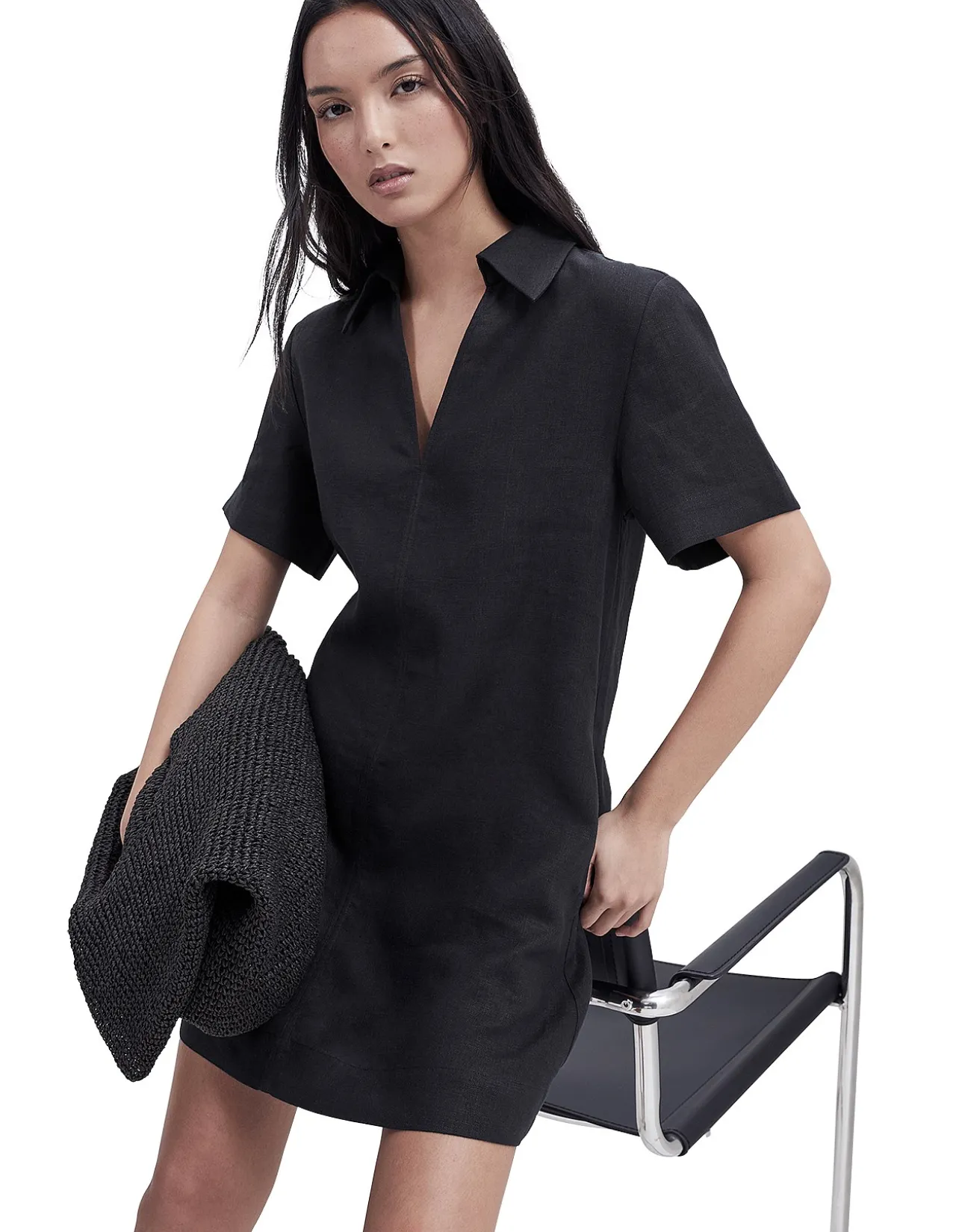 COLLARED LINEN DRESS