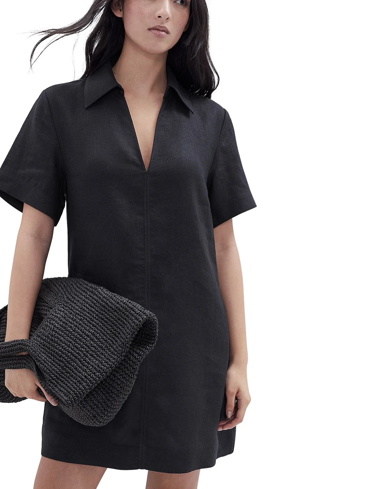 COLLARED LINEN DRESS