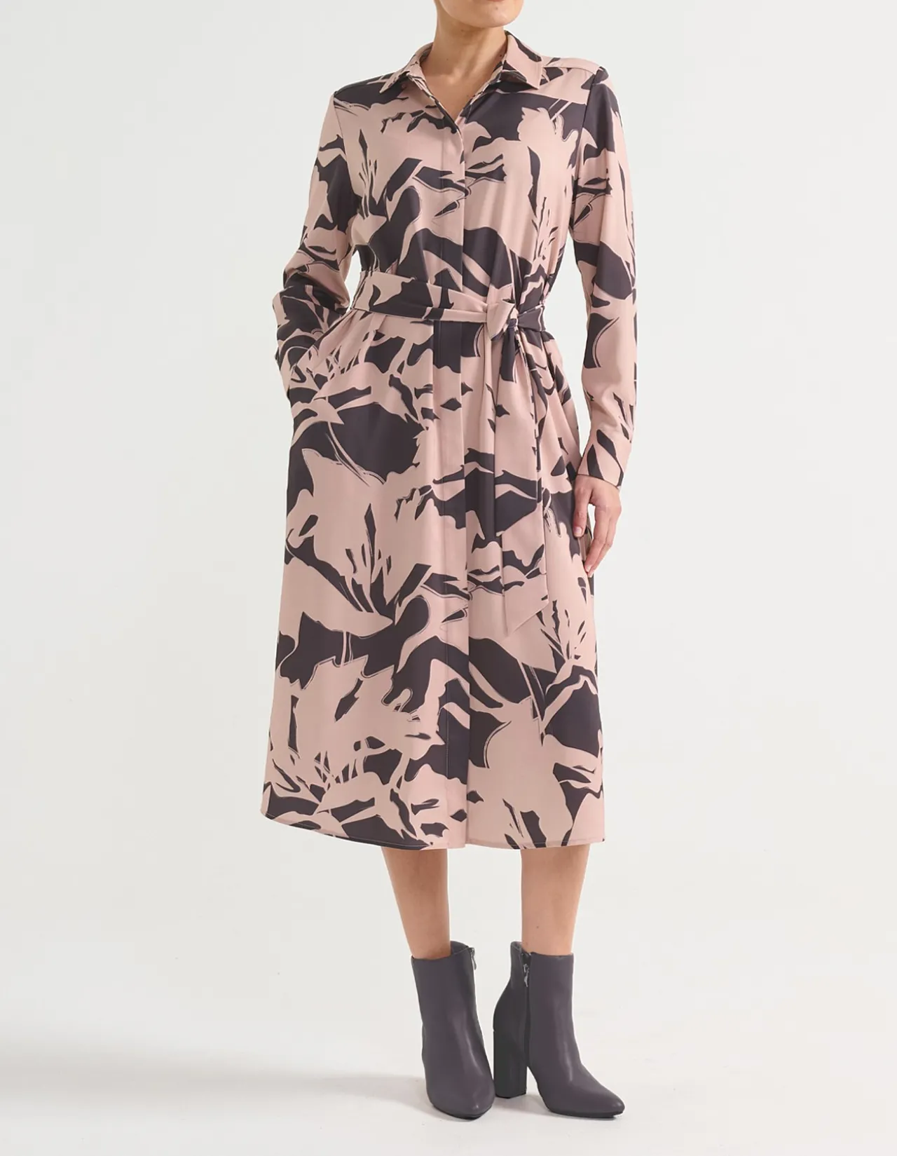 CONCEALED PLACKET SHIRT DRESS