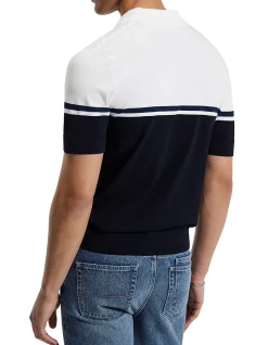 CONTRAST BLOCK STRIPE POLO