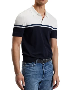 CONTRAST BLOCK STRIPE POLO