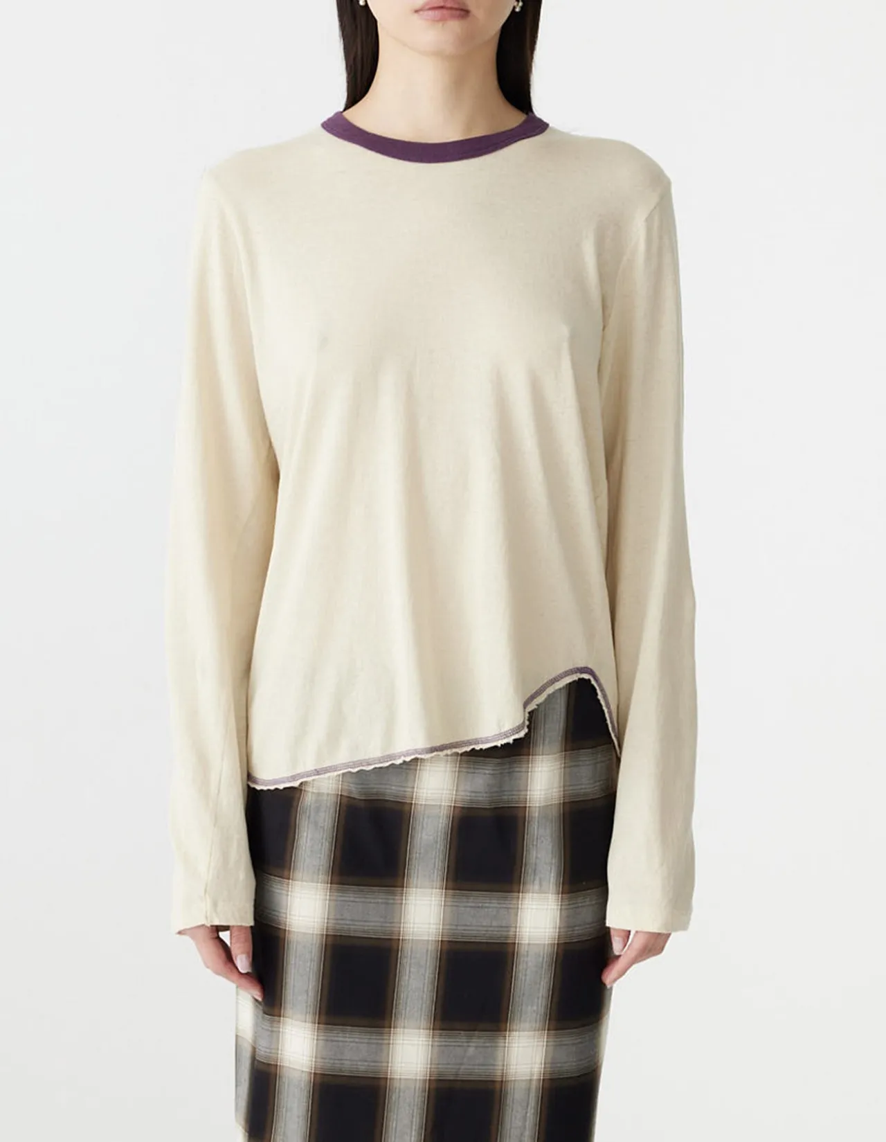 Contrast Scoop Hem long sleeve t-shirt
