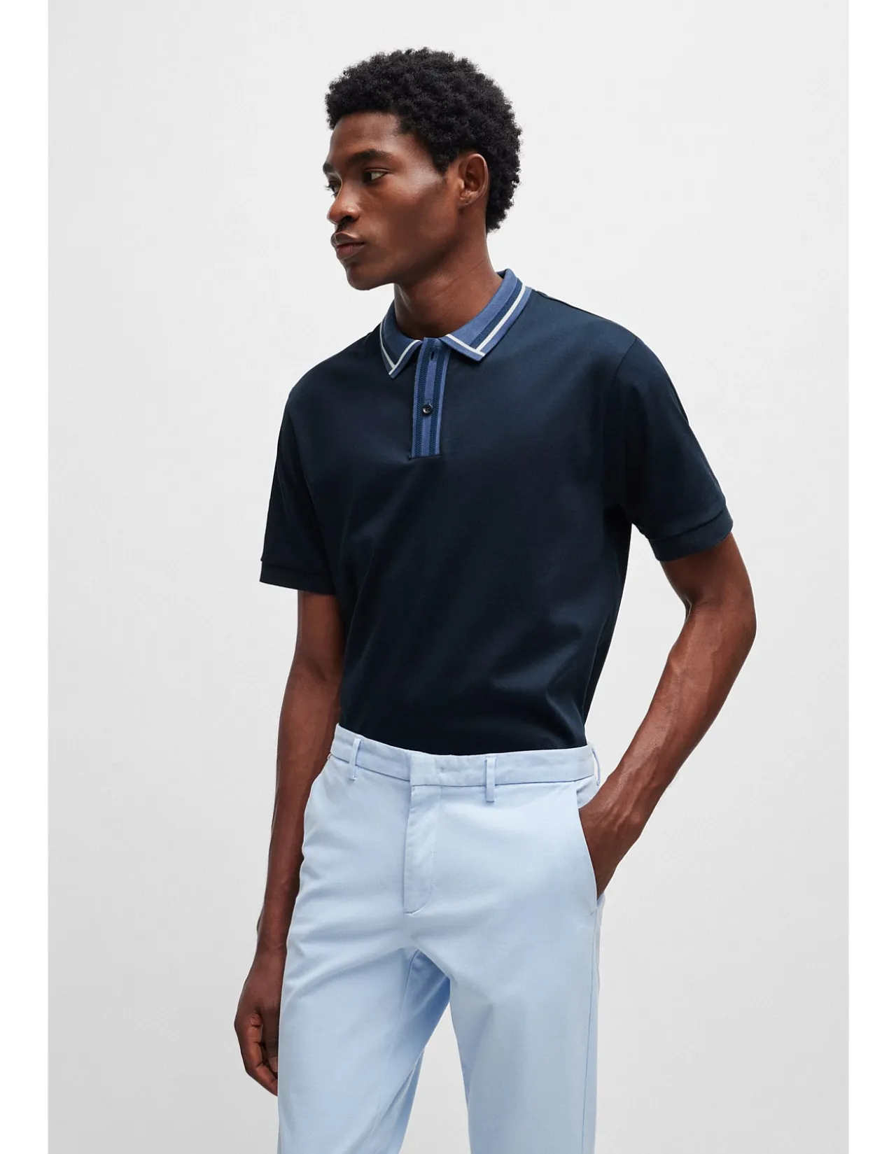 Contrast-Stripe Slim-Fit Polo Shirt