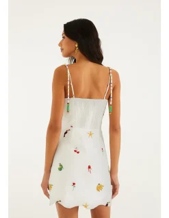 COOL DAY RELAXED OFF-WHITE SLEVELESS MINI DRESS