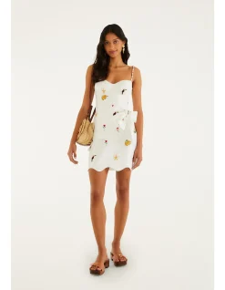 COOL DAY RELAXED OFF-WHITE SLEVELESS MINI DRESS