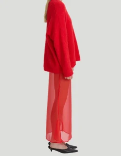 Cora Skirt Sheer Scarlet Maxi