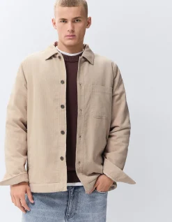 Cord Jacket: Cozy Relaxed Rugged in Plush Corduroy with Faux Sherpa Lining