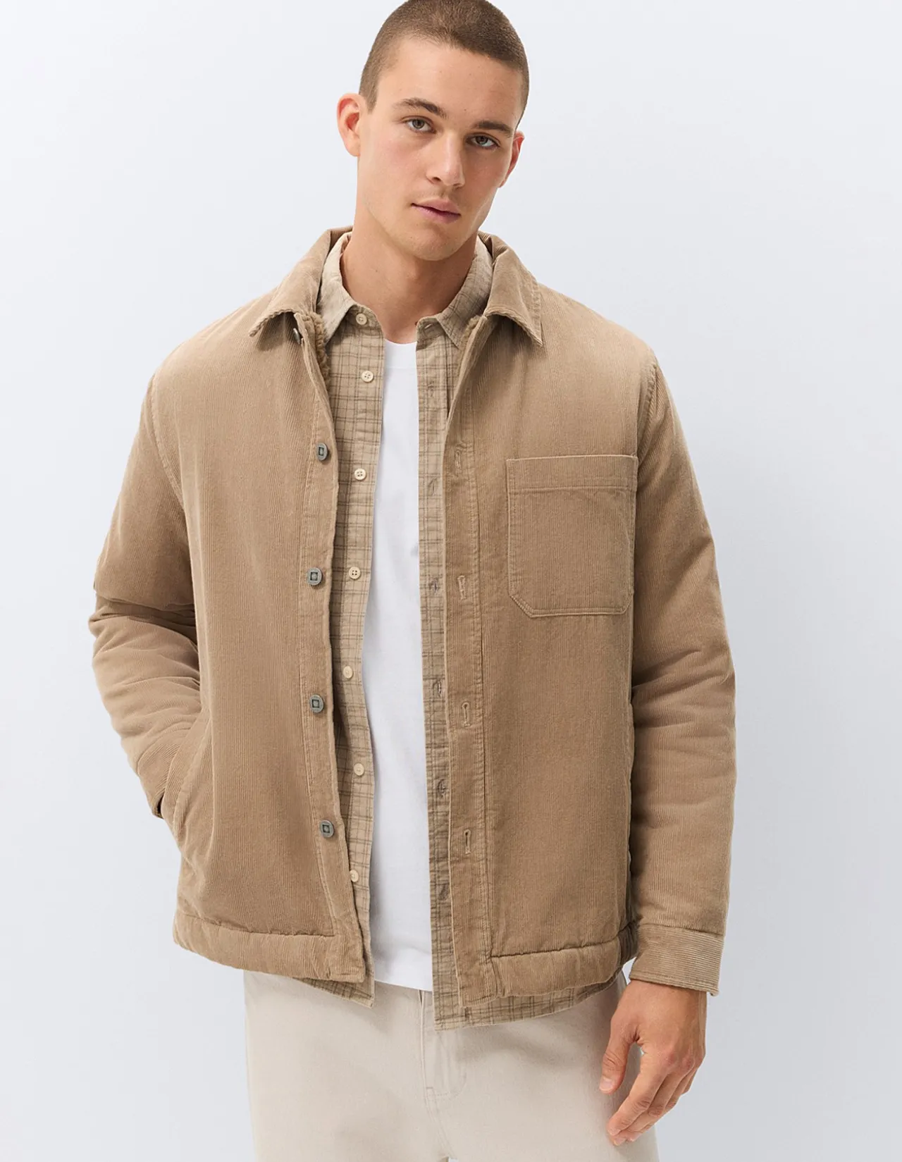 Cord Jacket: Cozy Relaxed Rugged in Plush Corduroy with Faux Sherpa Lining