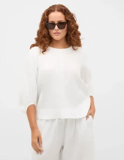 CORE LINEN BALLOON SLEEVE TOP