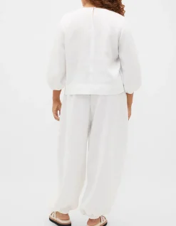 CORE LINEN BALLOON SLEEVE TOP