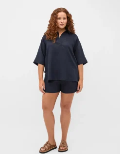 CORE LINEN HALF PLACKET POPOVER