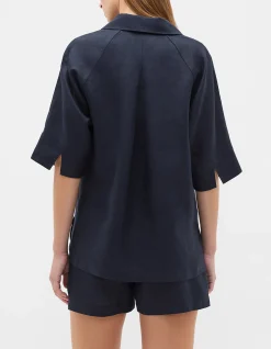 CORE LINEN HALF PLACKET POPOVER