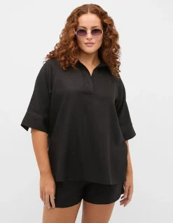 CORE LINEN HALF PLACKET POPOVER
