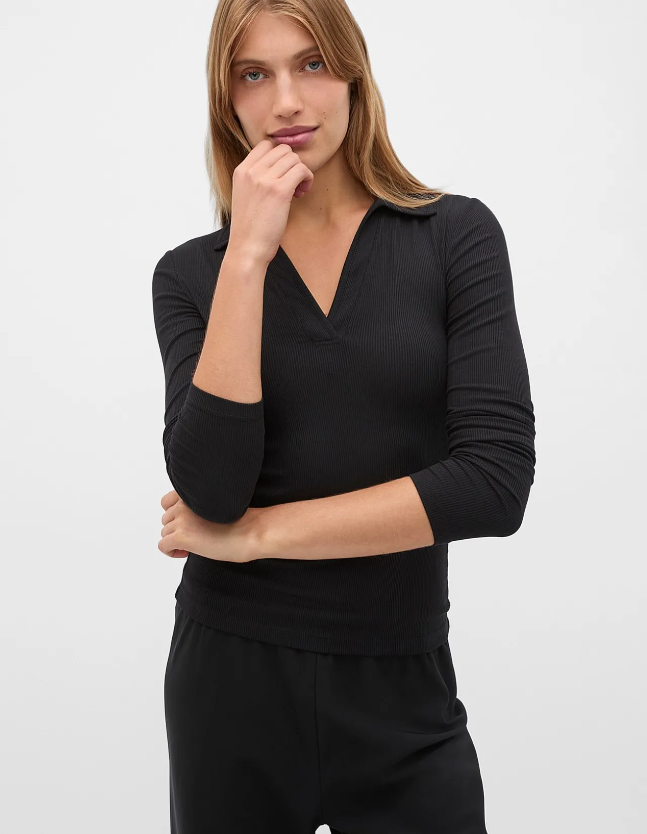 CORE RIB COLLARED TOP