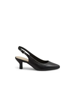 Coria Black Leather Slingback Heels