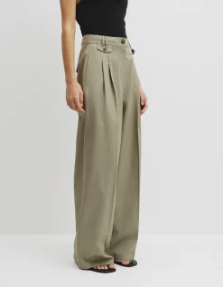 Cotton Blend Pleat Front Pant