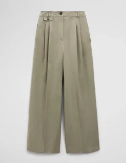 Cotton Blend Pleat Front Pant