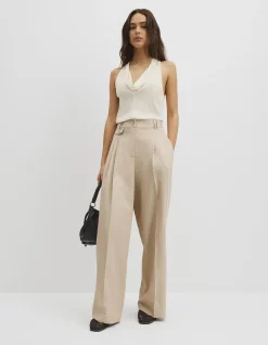 Cotton Blend Pleat Front Pant