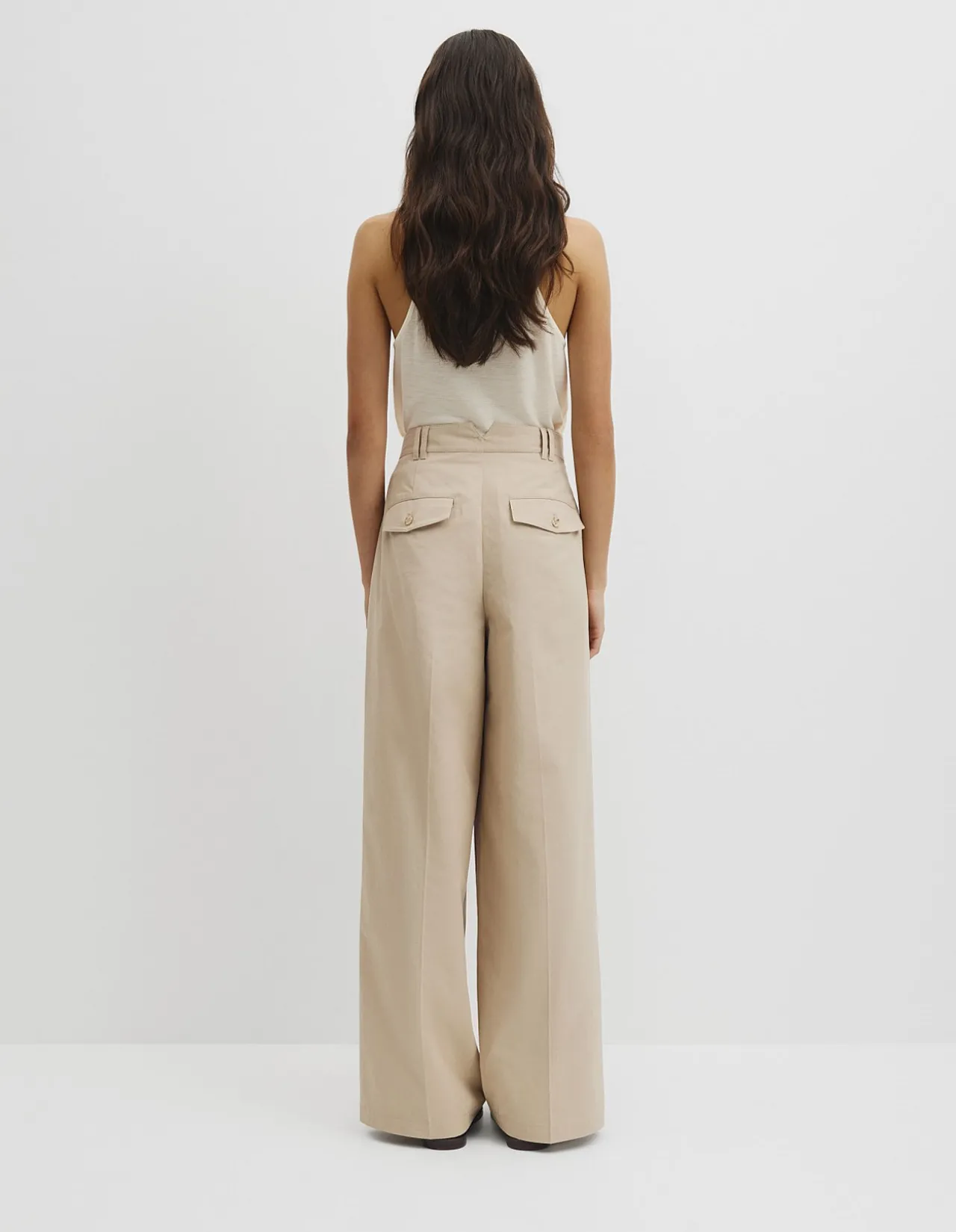 Cotton Blend Pleat Front Pant