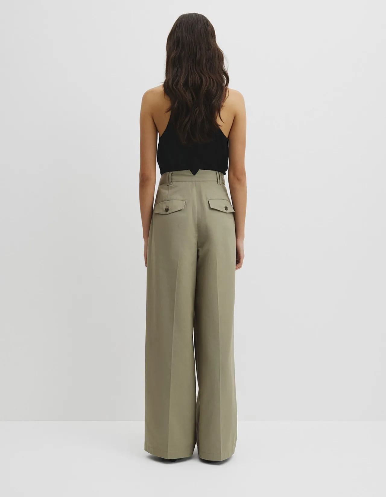 Cotton Blend Pleat Front Pant