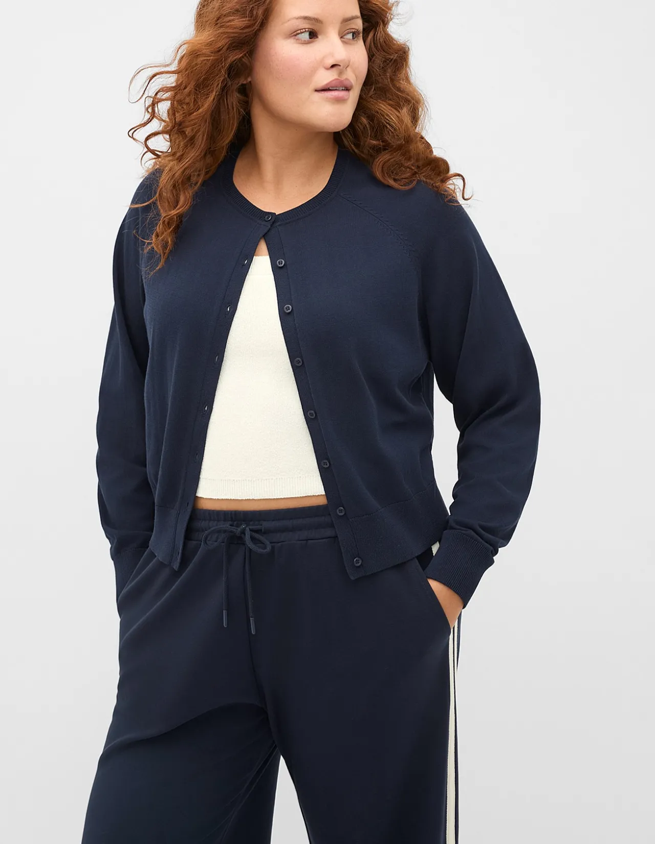 COTTON BLEND RAGLAN CARDIGAN