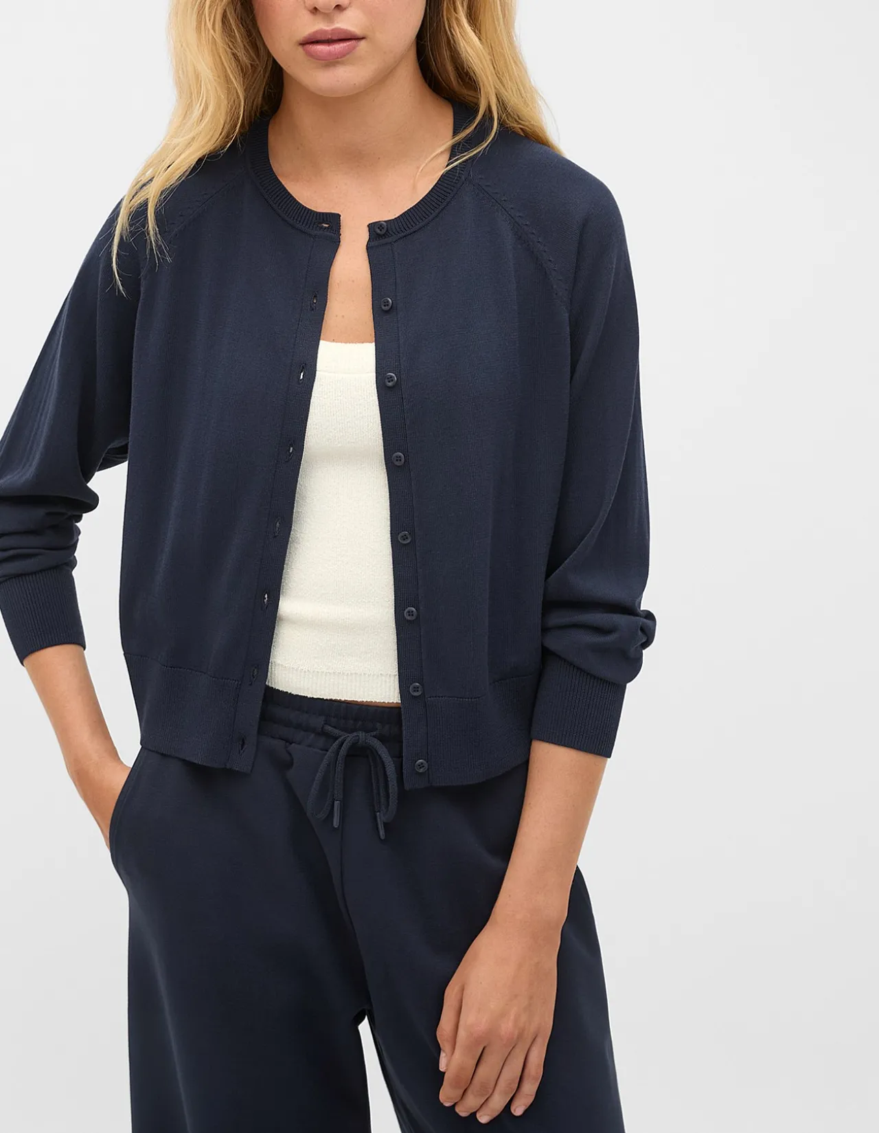 COTTON BLEND RAGLAN CARDIGAN