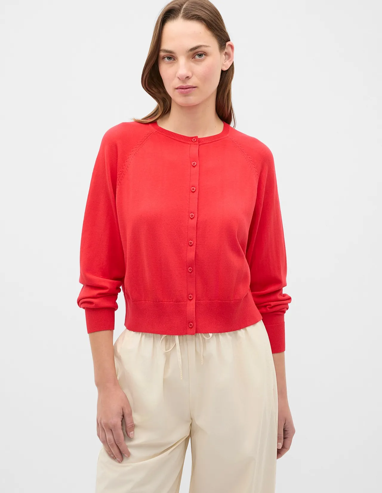 COTTON BLEND RAGLAN CARDIGAN