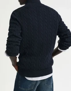 Cotton Cable Half-Zip Knit