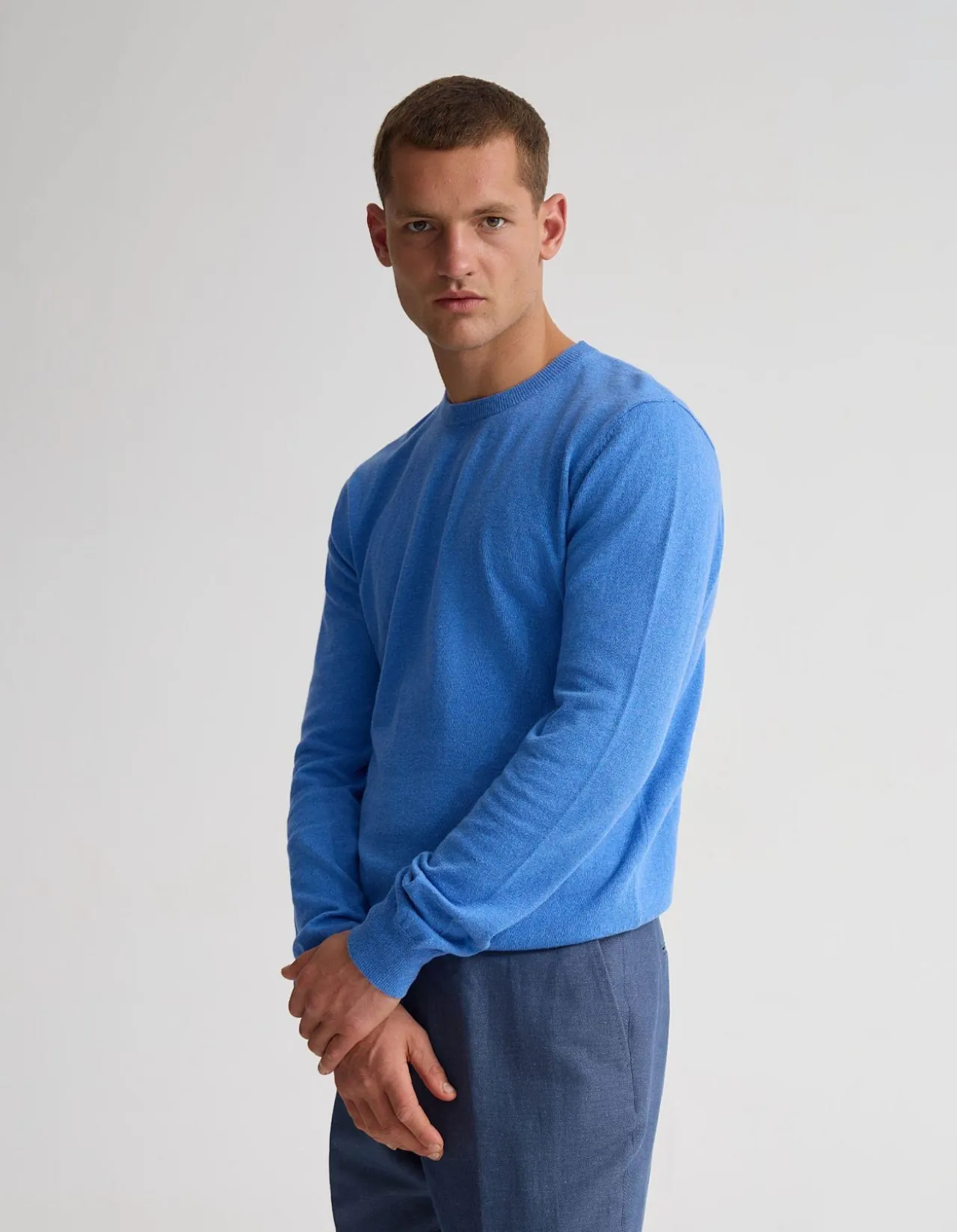 COTTON CASHMERE CREW NECK KNIT