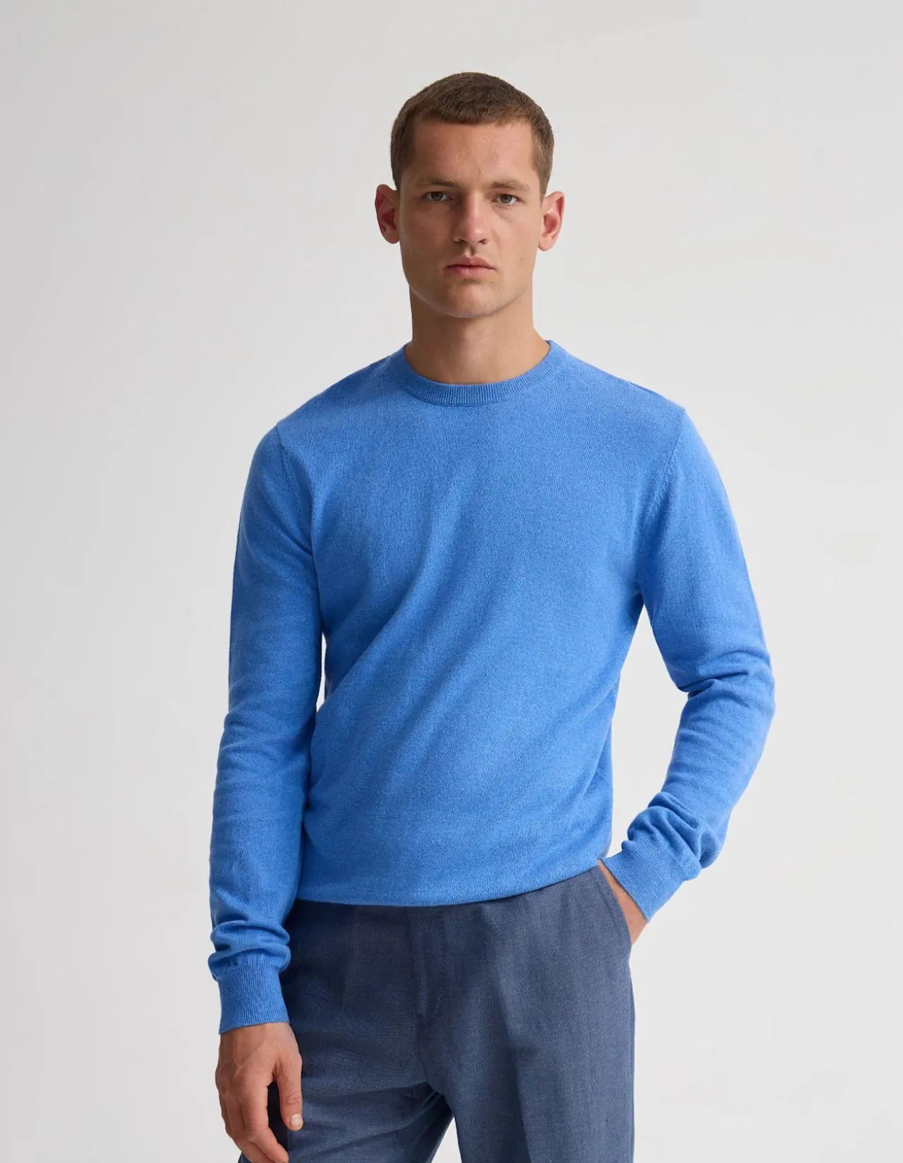 COTTON CASHMERE CREW NECK KNIT
