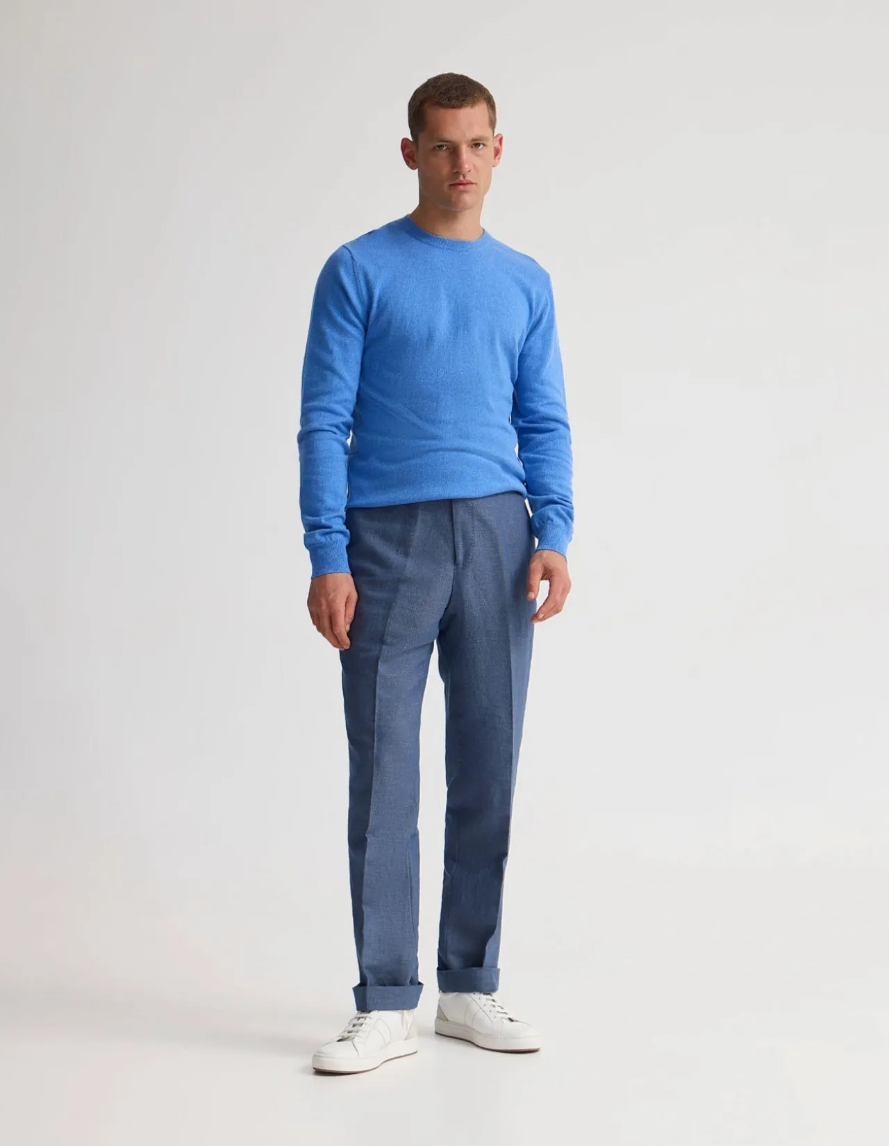 COTTON CASHMERE CREW NECK KNIT