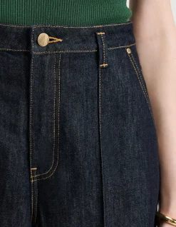 COTTON LYOCELL PINTUCK WIDE CROPPED JEAN