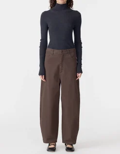 Cotton Twill Barrel Leg Pant