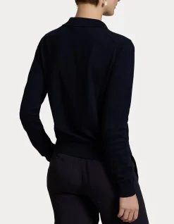 COTTON-BLEND POLO CARDIGAN