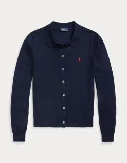 COTTON-BLEND POLO CARDIGAN